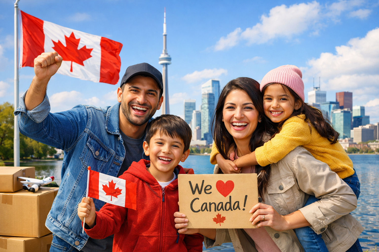 Happy family in Canada